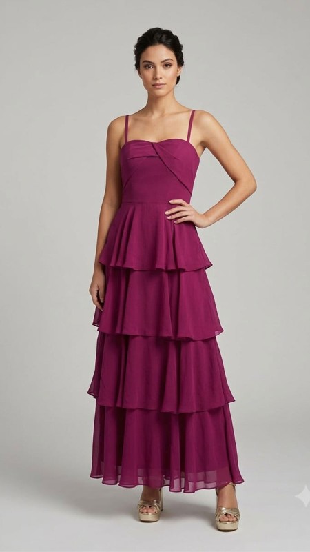 VESTIDO LILA EN CAPAS DE TIROS
