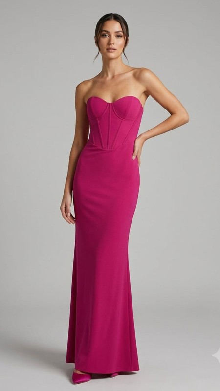 VESTIDO FUCSIA CON VARILLAS