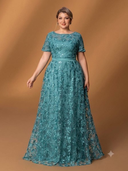 VESTIDO CALIPSO CON MANGAS ENCAJE