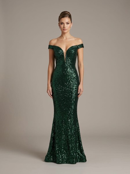 VESTIDO VERDE CON LENTEJUELAS