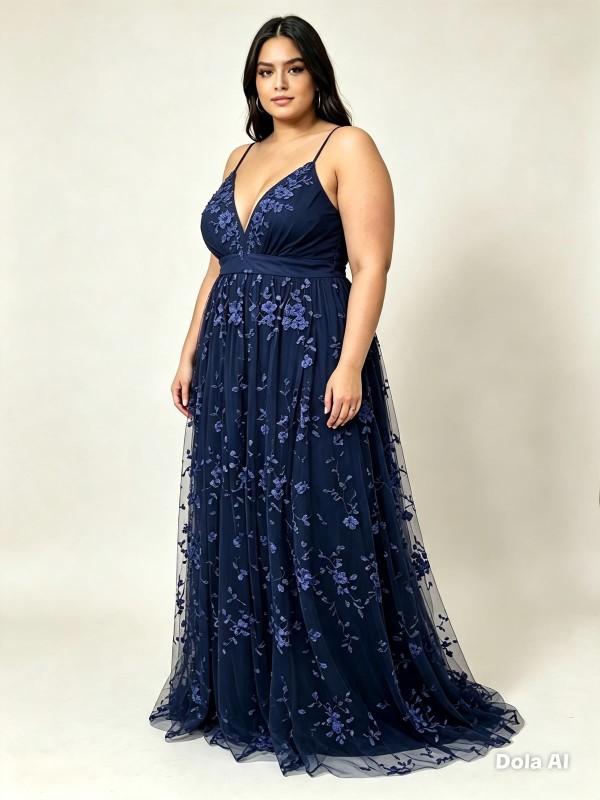 VESTIDO AZUL  MARINO FLOREADO