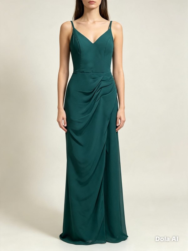 VESTIDO VERDE PETROLEO