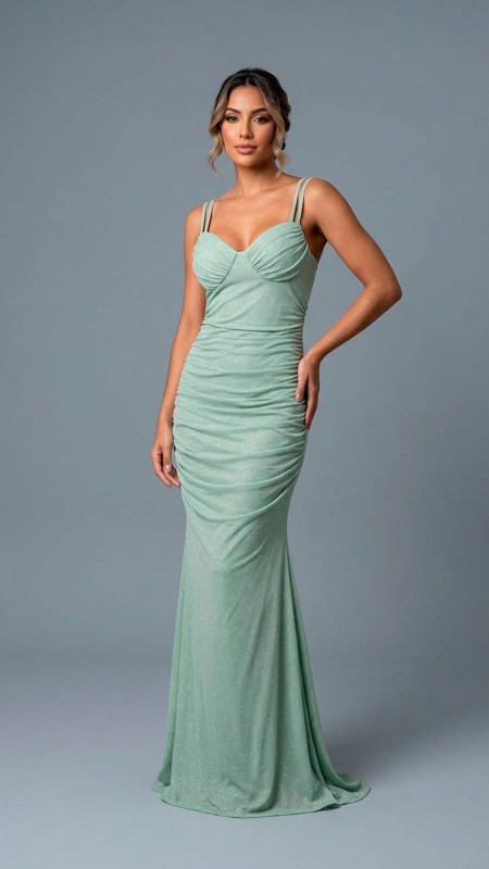 VESTIDO COLOR VERDE MENTA SUAVE