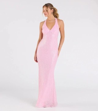 vestido rosado bebe con canutillo y escote en V