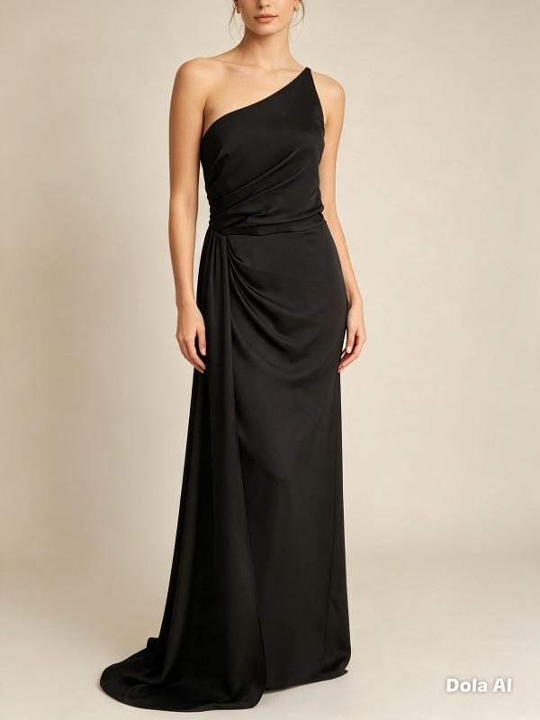 VESTIDO NEGRO ASIMETRICO SATIN