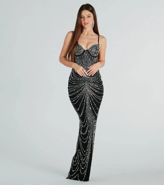 VESTIDO NEGRO CON PERLAS