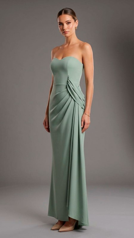 VESTIDO VERDE CLARO EN TELA LICRA ESTRAPLE