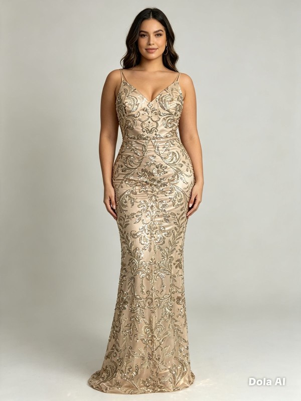 VESTIDO CHAMPANG CON LENTEJUELAS