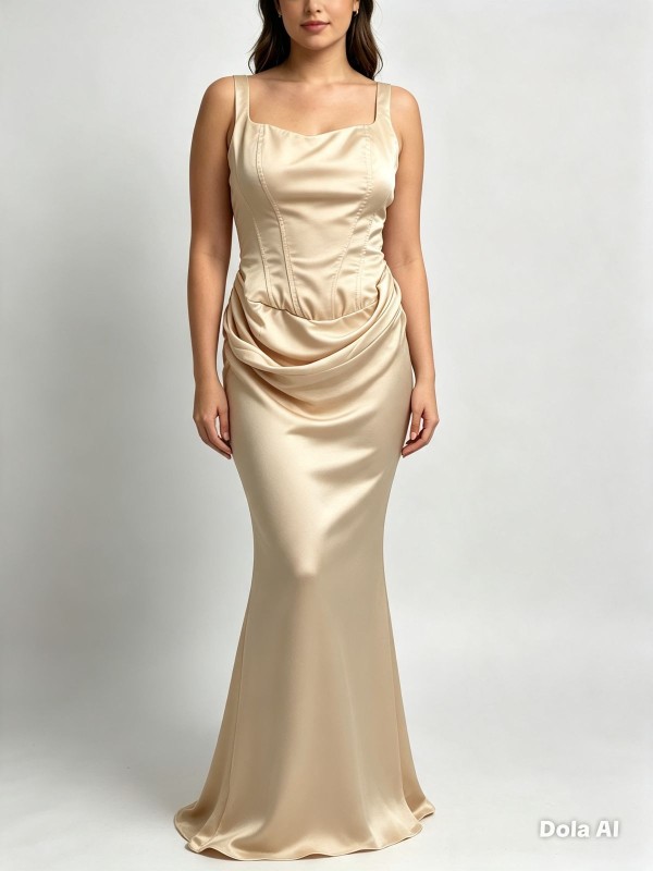VESTIDO BEIGE SATINADO