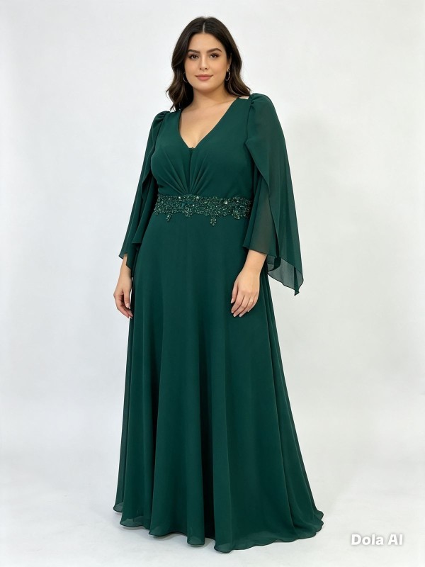 VESTIDO VERDE BOTELLA CON MANGAS