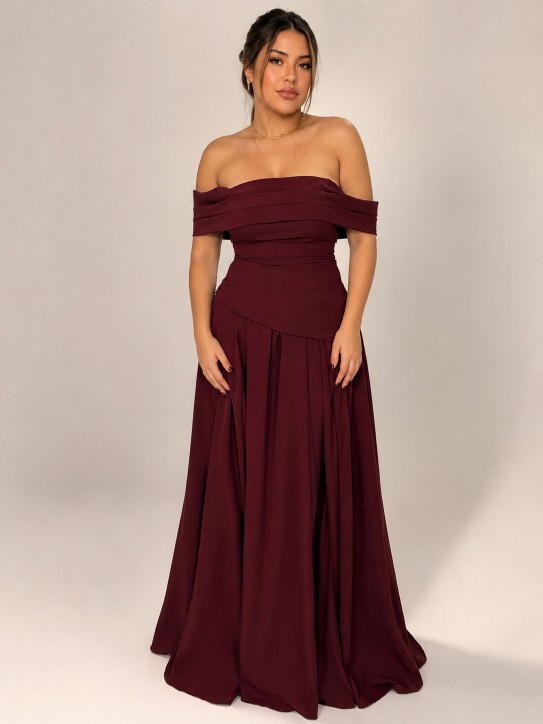 VESTIDO GUINDO STRAPLESS DE GASA