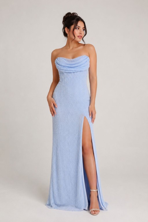 VESTIDO CELESTE STRAPLESS
