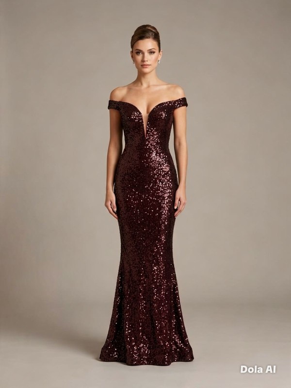 VESTIDO GUINDO  CON LENTEJUELAS
