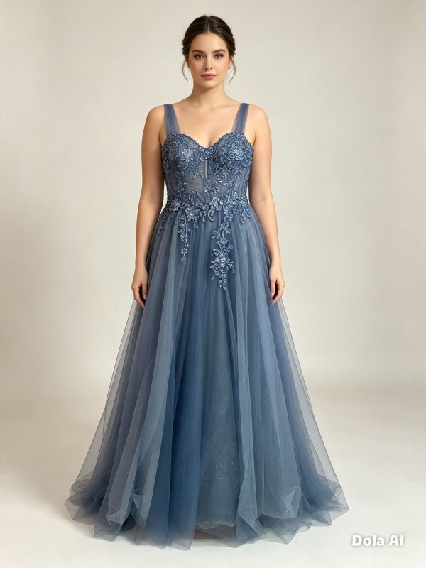 VESTIDO CELESTE POMPOSO
