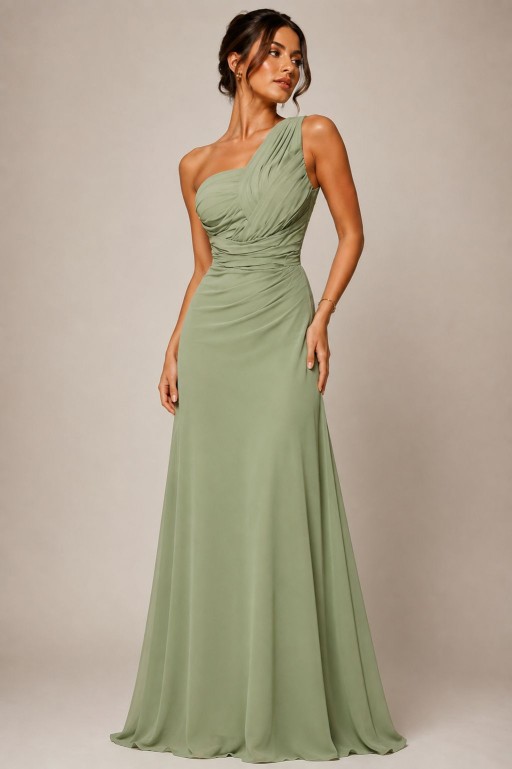 VESTIDO VERDE PISTACHO CON ABERTURA