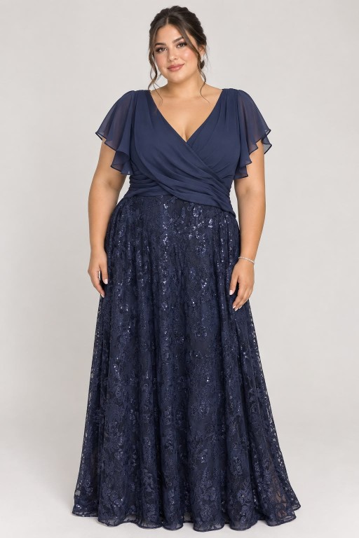 VESTIDO AZUL MARINO CON BRILLLOS