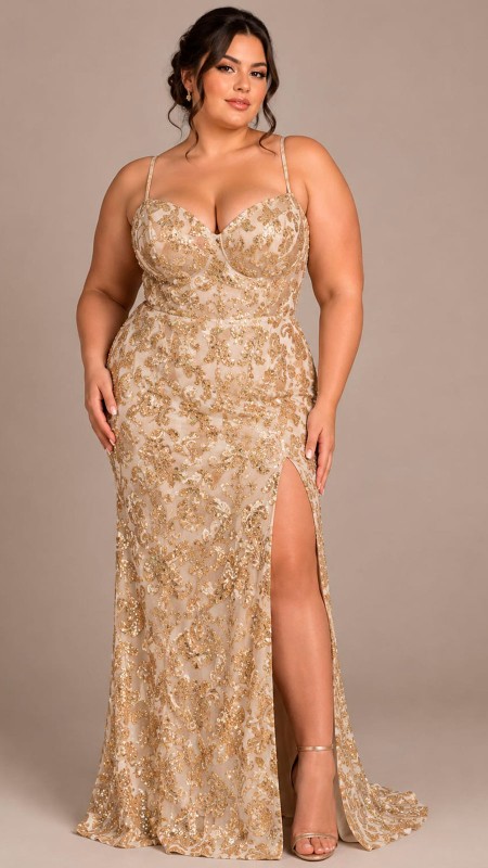VESTIDO COLOR DORADO CON BRILLOS