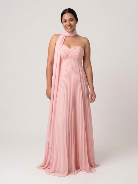 VESTIDO ROSA BEBE CON CHALL PLISADO