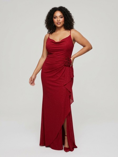 VESTIDO ROJO CON BRILLOS