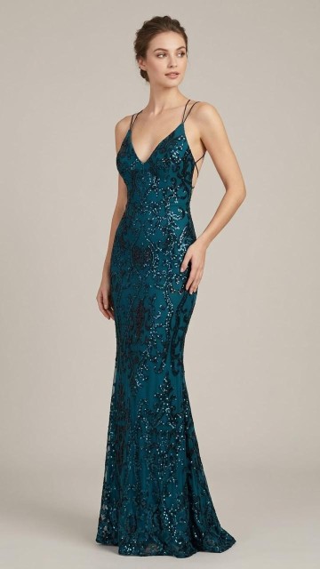VESTIDO ESMERALDA  CON LENTEJUELAS