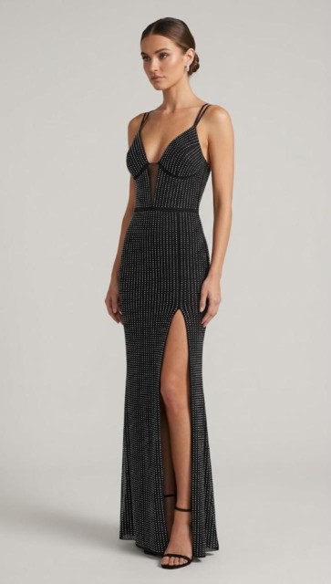 VESTIDO NEGRO CON PIEDRERIA