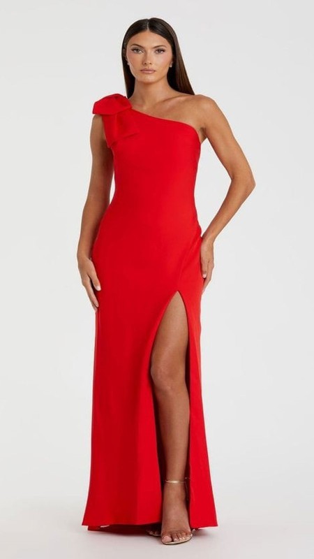 VESTIDO ROJO ASIMETRICO