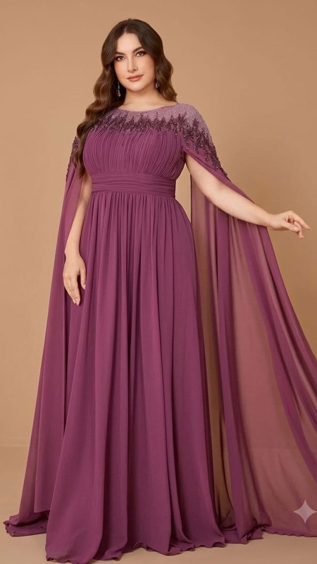 vestido lila con mangas volada