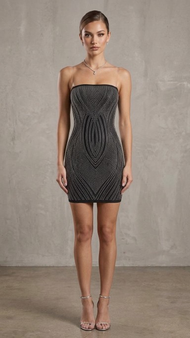 VESTIDO  CORTO CON PIEDRERIA