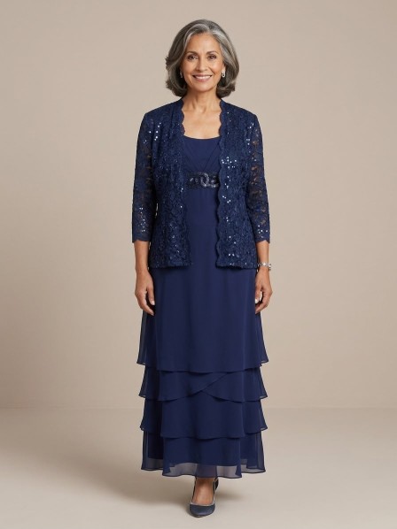 VESTIDO AZUL MARINO CON SACO