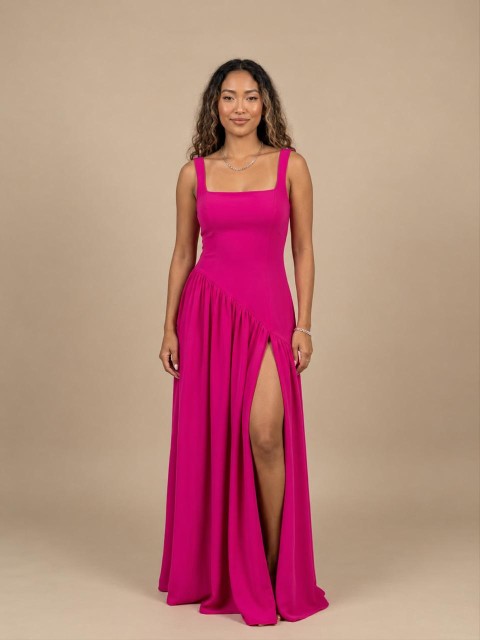 VESTIDO FUCSIA CON  CORSET