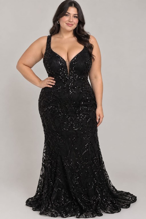 VESTIDO NEGRO DE LENTEJUELAS SIRENA