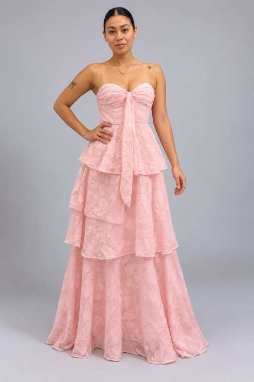 VESTIDO PALO DE ROSA CON VOLADOS