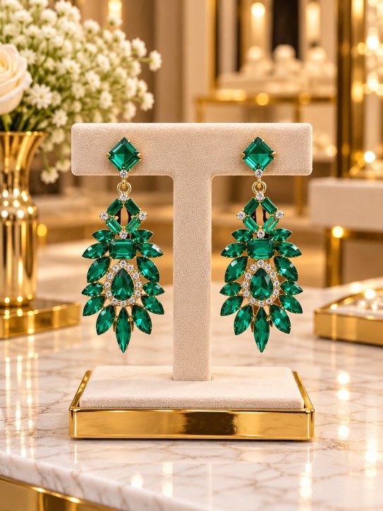 AROS VERDE ESMERALDA  EN FORMA DE ESTRELLA