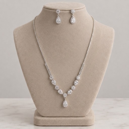 VENTA DE CONJUNTO AROS Y COLLAR PLATEADO