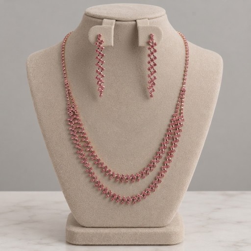 VENTA DE AROS Y COLLAR ROSADO