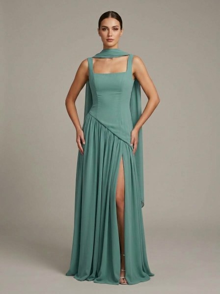 Vestido verde opaco