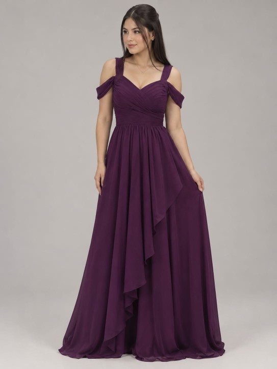 Vestido Morado mangas caídas