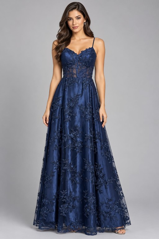 VESTIDO AZUL POMPOSO TALLA M