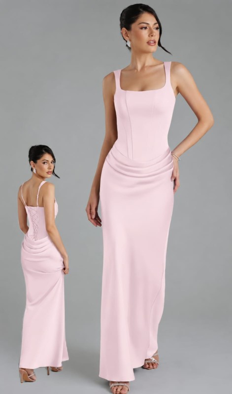 VESTIDO ROSADO BEBE SATINADO DRAPEADO EN LA CADERA
