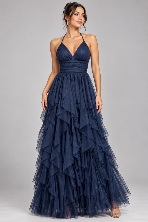 VESTIDO POMPOSO AZUL MARINO