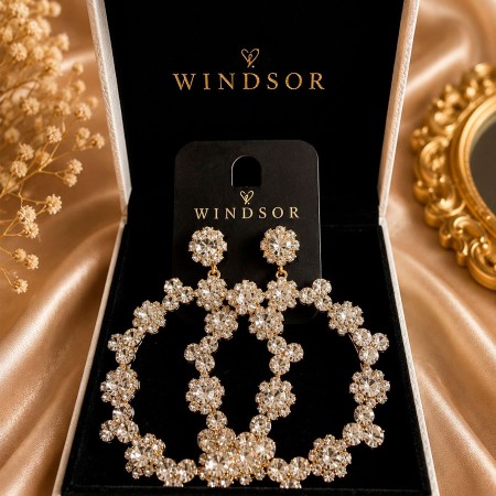 VENTA AROS GRANDES DORADOS DE FLORES
