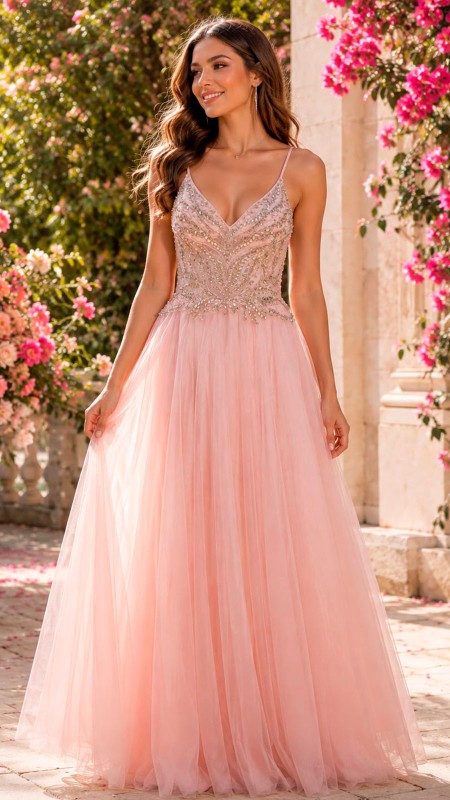 VESTIDO ROSA BEBE CON PIEDRERIA